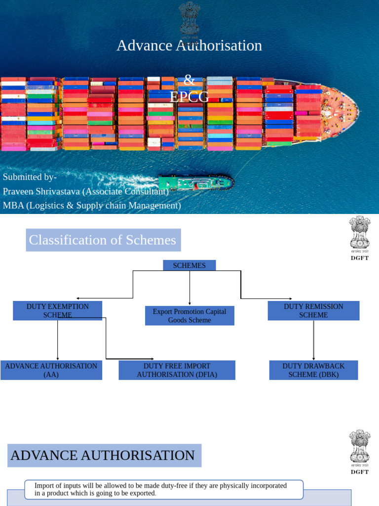 Advance Authorization & EPCG Schemes Guide | PDF | Tax Refund | Trade