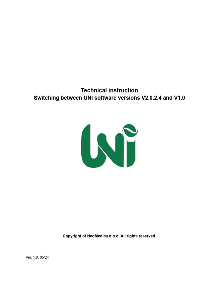 Technical Instruction - Switching Between UNI Software Versions V2.0.2. ...