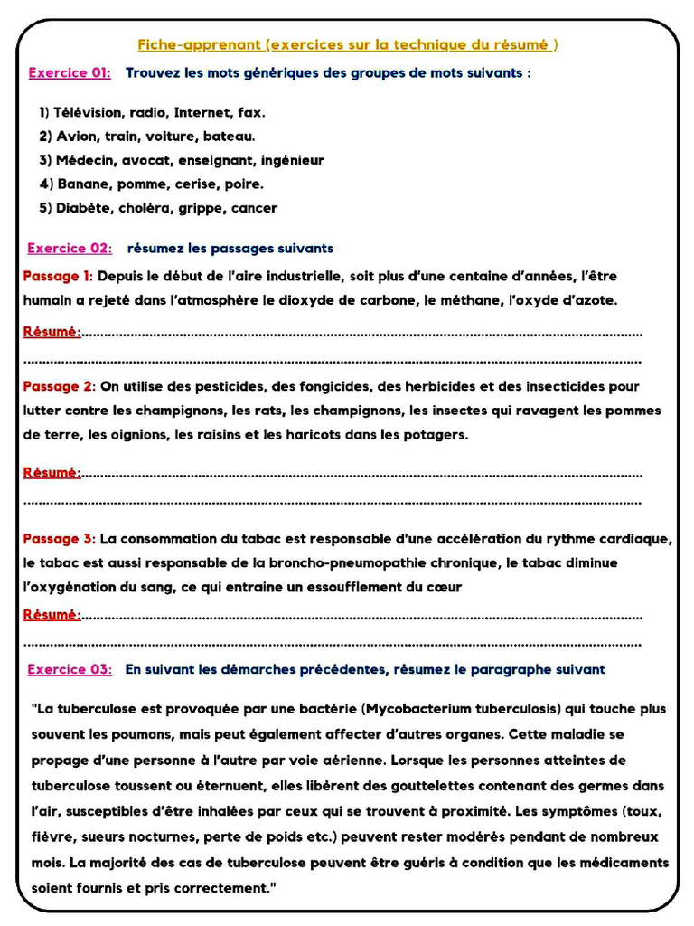 Techniques Du Résumé 1as | PDF