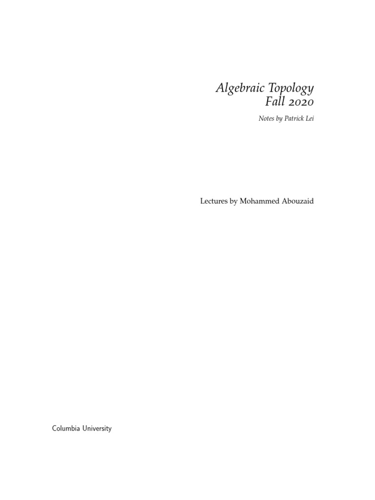 Algebraic Topology Fall: Notes by Patrick Lei | PDF | Algebraic ...