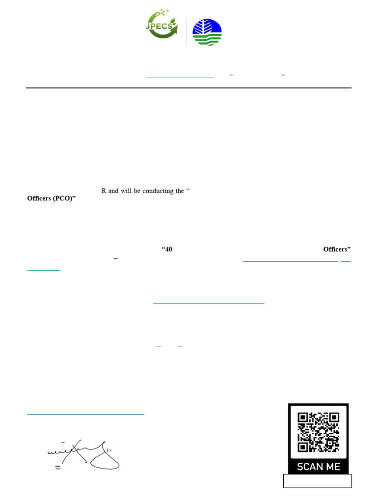 Invitation To Basic PCO Training October 07-11, 2024 With QR Code Via ...