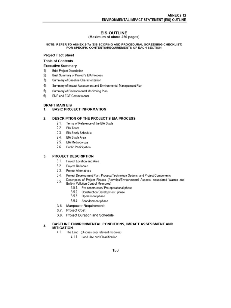 EIS and PEPRMP Outline Guide | PDF | Environmental Impact Assessment ...