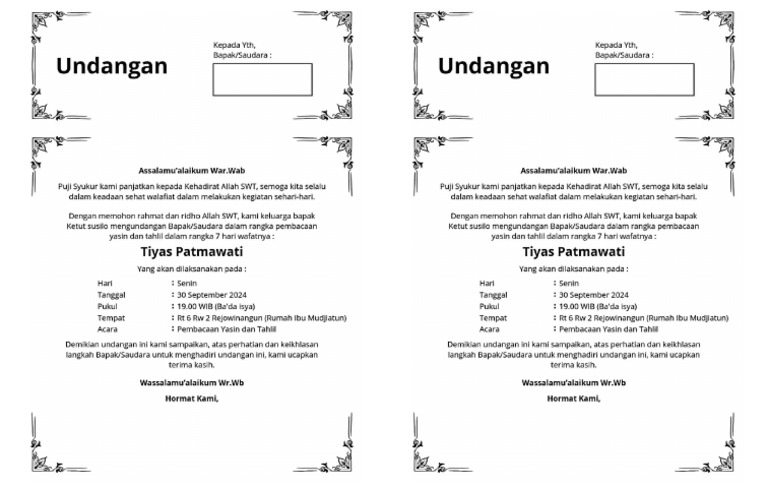 Undangan Rangkap 2 | PDF