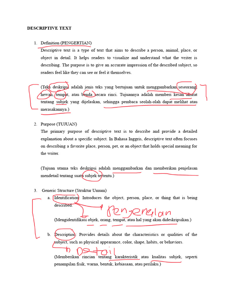 Memahami Teks Deskripsi dan Tujuannya | PDF | Seni & Disiplin Bahasa ...