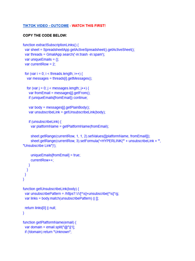 Manage gmail subscriptions generate unsubscribe links pdf