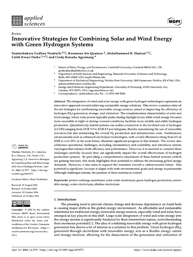 Innovative Strategies For Combining Solar and Wind Energy - Review | PDF