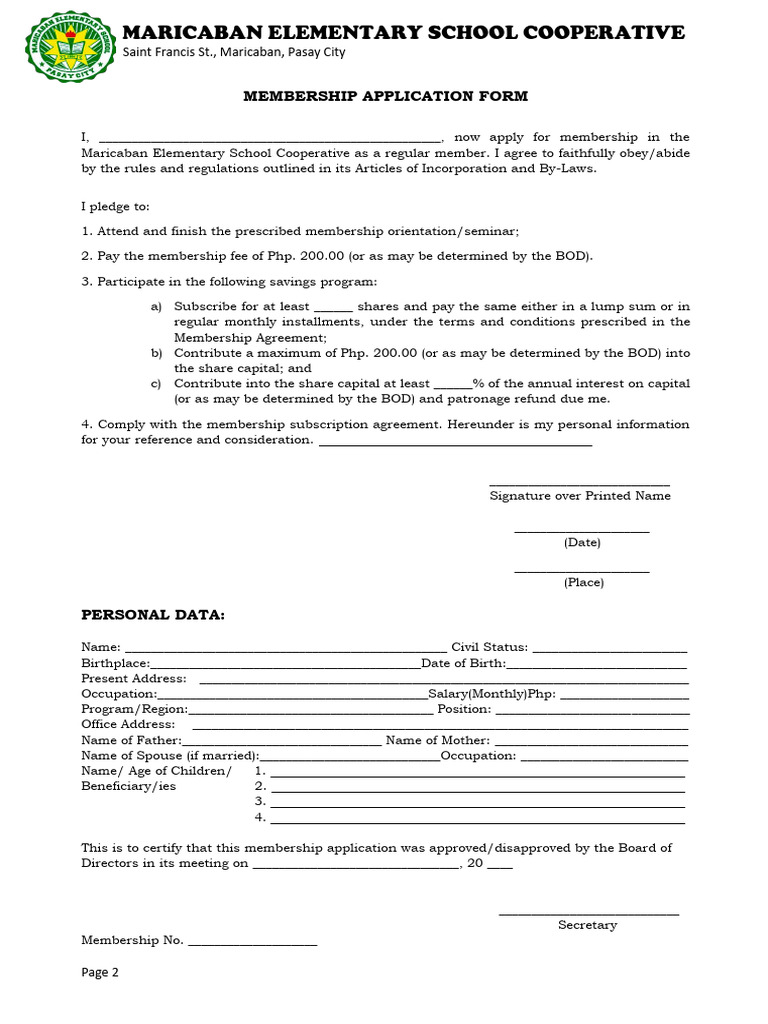 Membership Application Form Mes | PDF | Private Law | Business Law