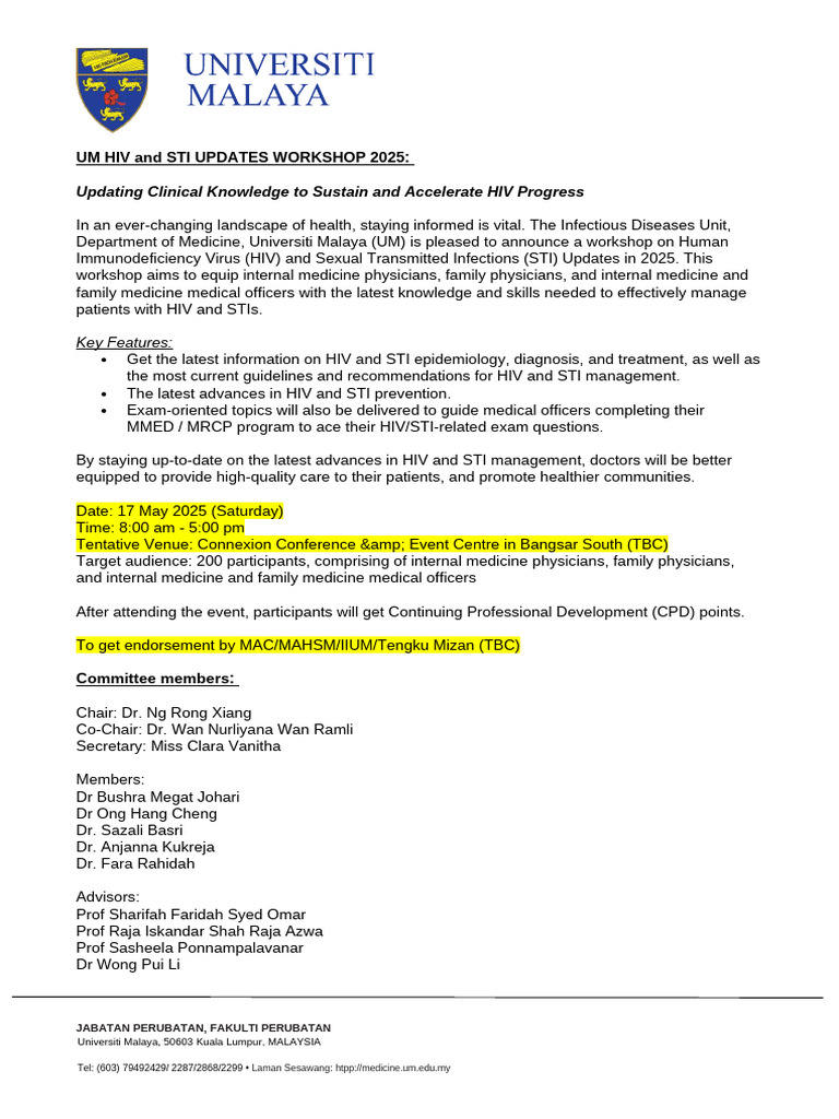HIV and STI Updates Workshop 2025 | PDF | Sexually Transmitted ...