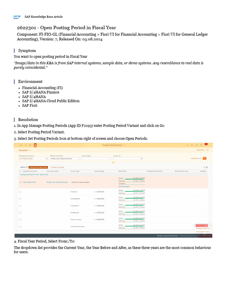 Open Posting Period in SAP S/4HANA | PDF