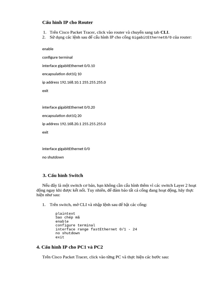 Cấu Hình IP Cho Router | PDF