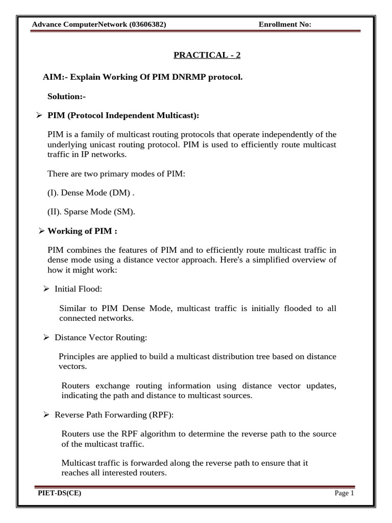 PIM DNRMP Protocol Explained | PDF | Networking Standards | Internet ...