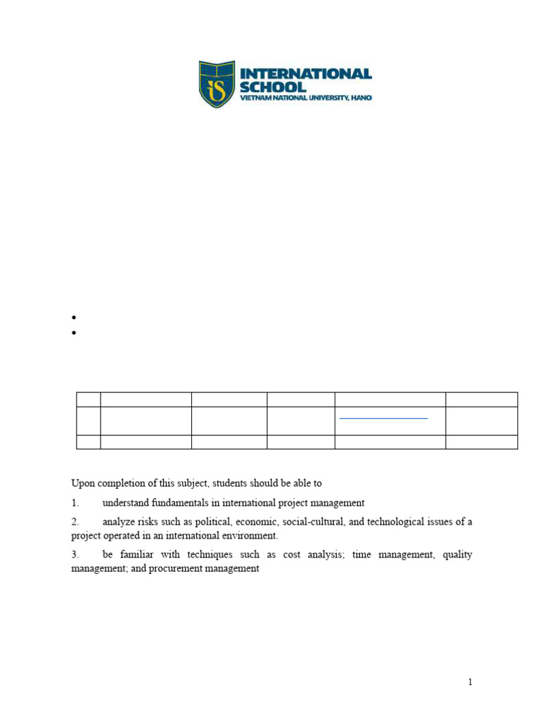 International Project Management Syllabus | PDF | Project Management ...