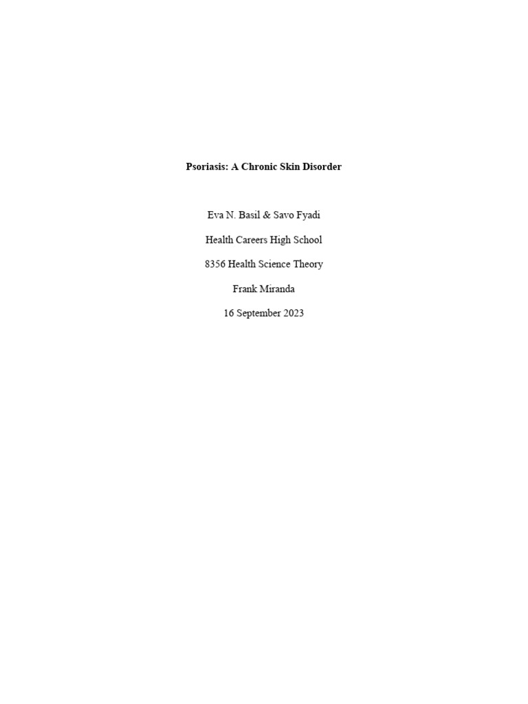 Psoriasis Essay FR | PDF | Psoriasis | Diseases And Disorders