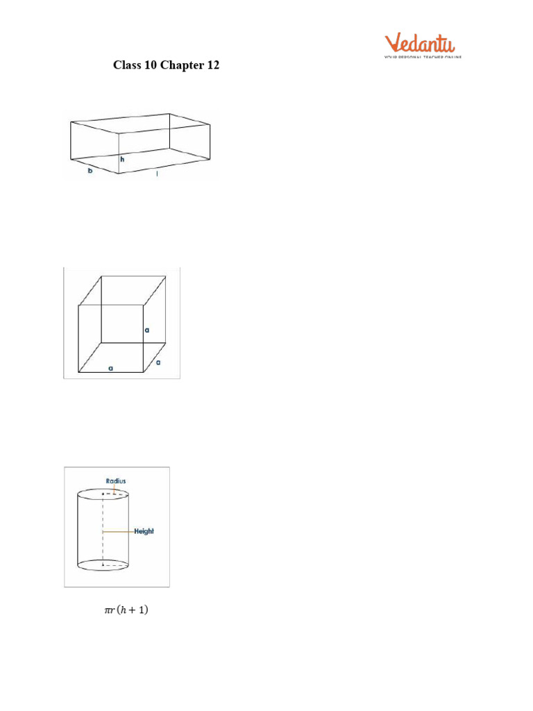 Class 10 Surface Areas & Volumes Formulas | PDF | Volume | Area