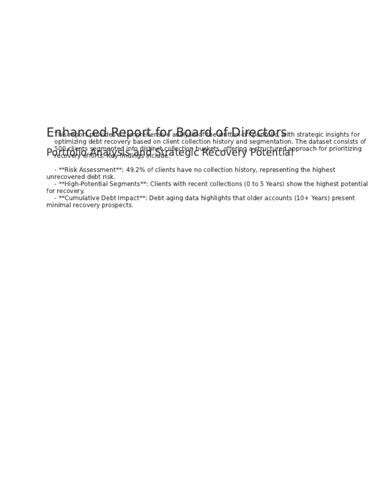 Enhanced DRD Written Off Portfolio Report | PDF