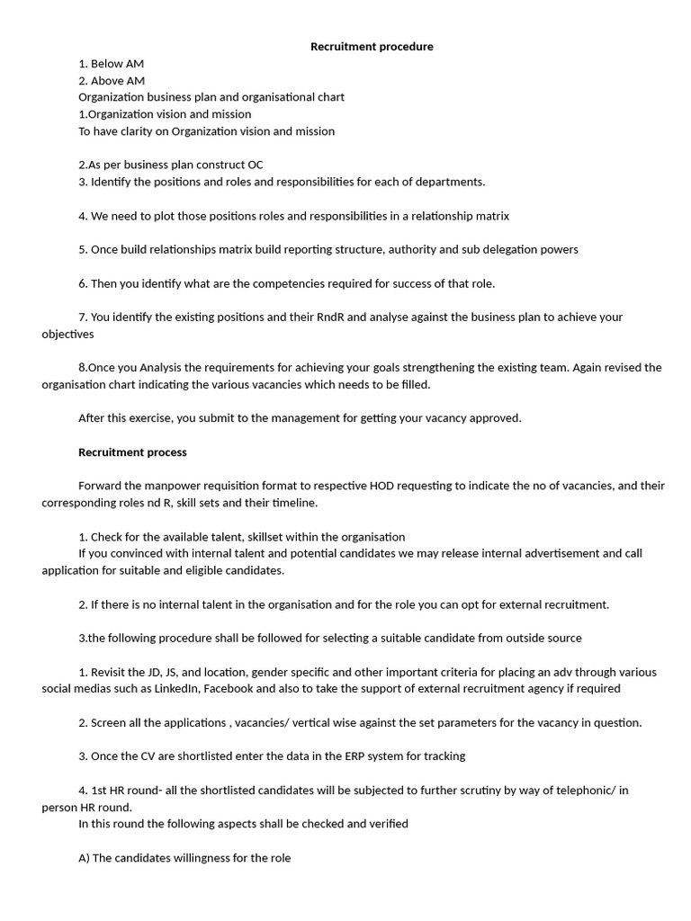 Recruitment Procedure Overview | PDF | Recruitment | Business