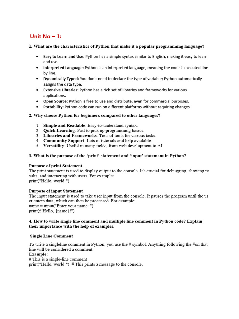 Python Answer Bank Chapter (1&2) | PDF | Python (Programming Language ...