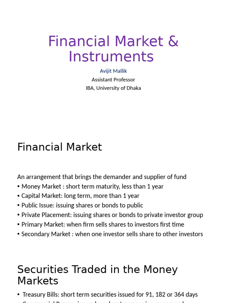 Financial Markets & Instruments | PDF | Bonds (Finance) | Financial Markets