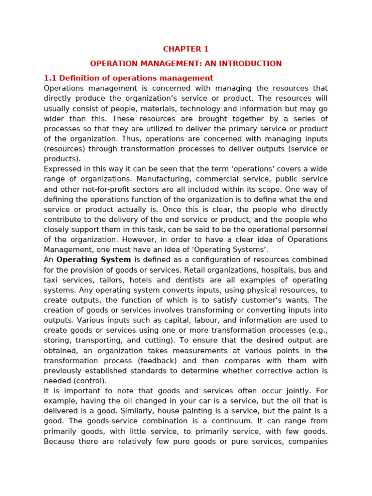 Introduction to Operations Management | PDF | Operations Management ...