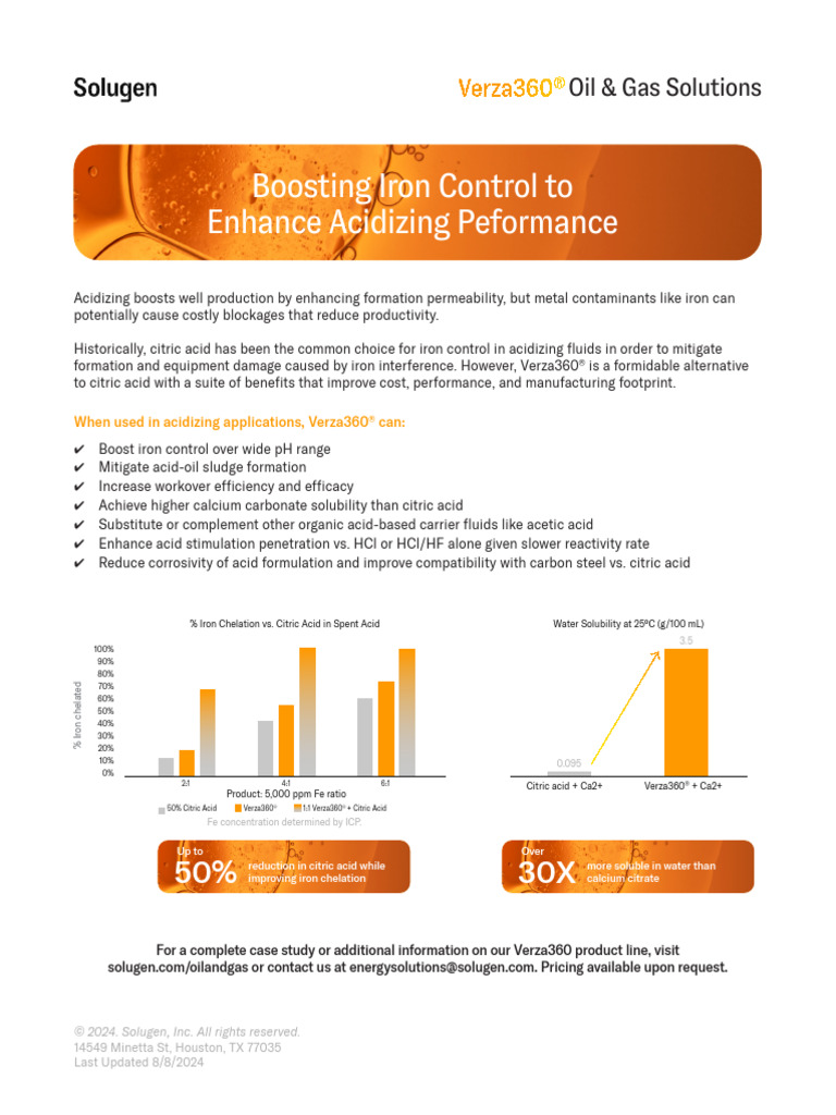 One-Pager_Verza_Acidizing_v1_8-8-24 | PDF | Acid | Iron