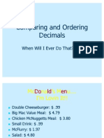 Comparing and Ordering Decimals Grade 6
