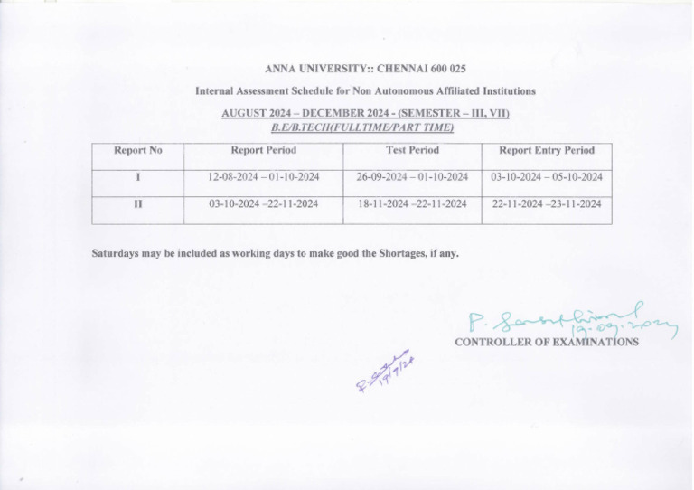 Internal Assessment Schedule 2024 | PDF