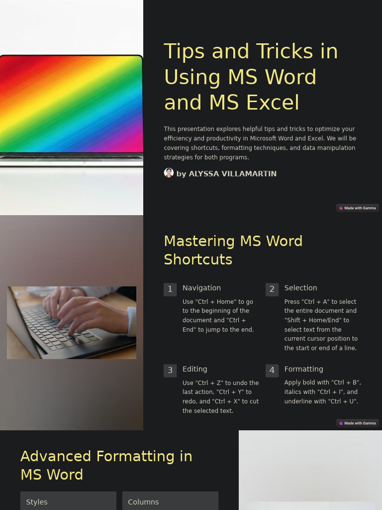 MS Word & Excel Efficiency Tips | PDF | Microsoft Word | Microsoft Excel