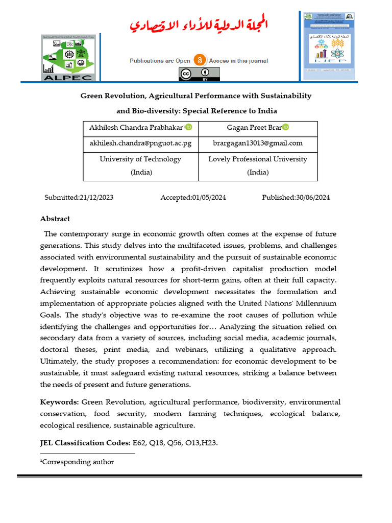 Green Revolution and Sustainable Agriculture in India | PDF ...