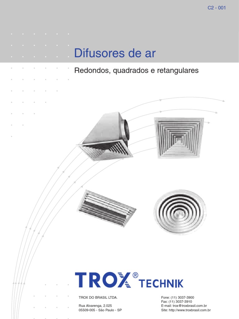 Difusores de Ar TROX: Modelos e Tamanhos | PDF | Elementos químicos ...