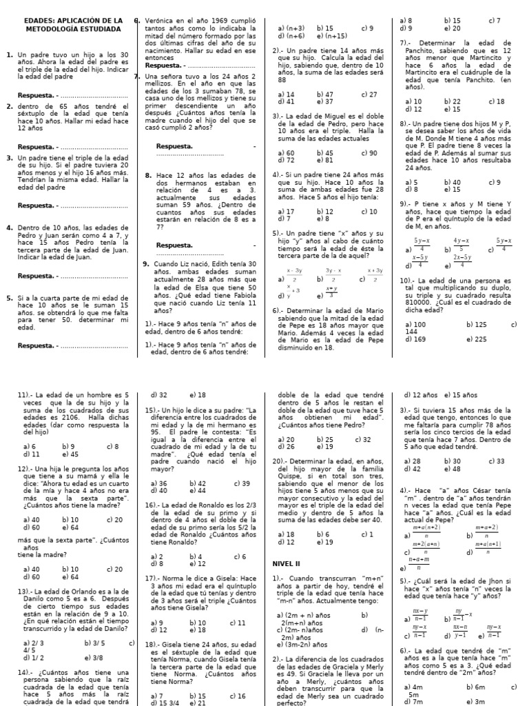 Problemas de Edades y Relaciones | PDF