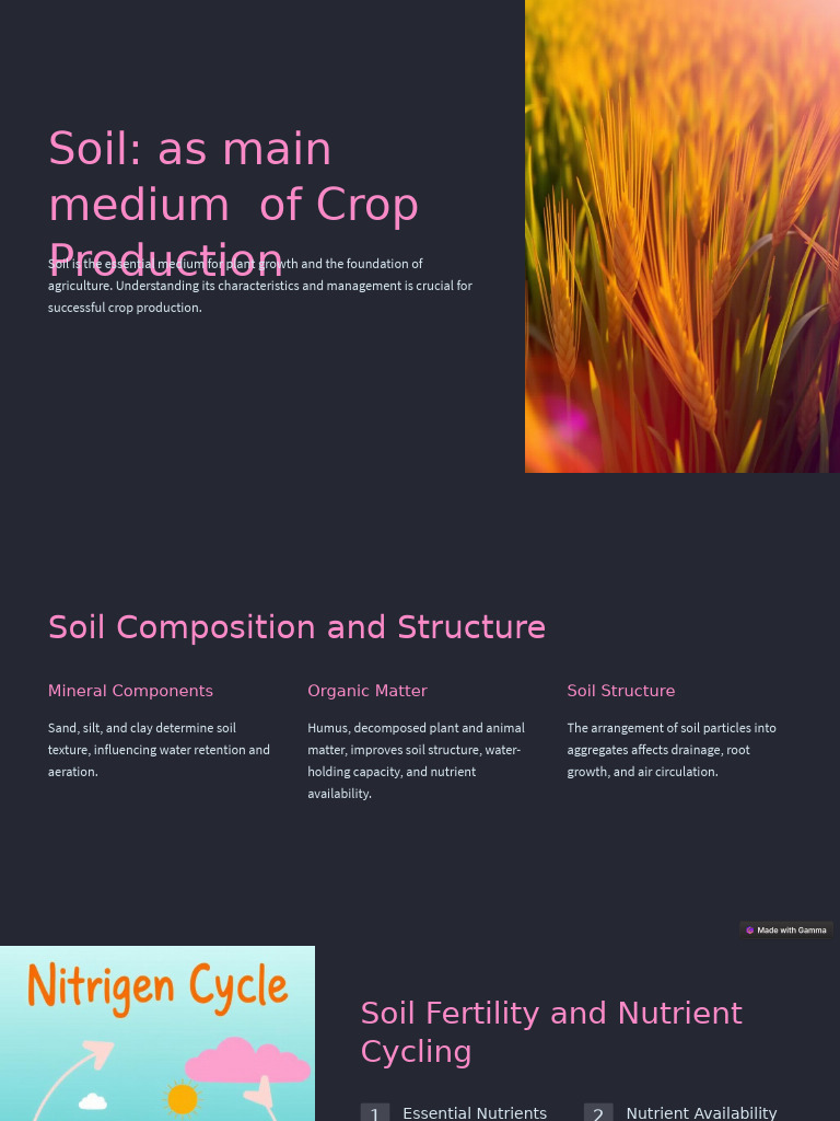 Soil Management for Crop Production | PDF | Soil | Plant Nutrition
