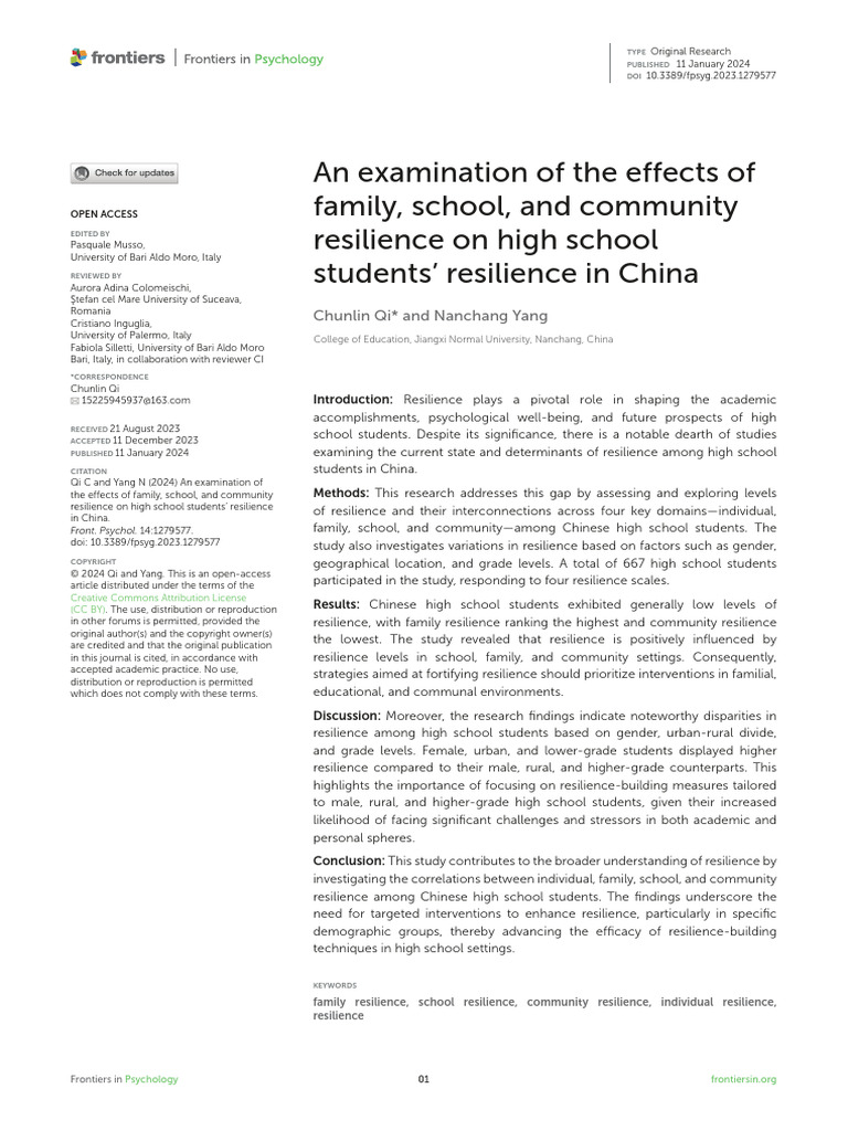An Examination of The Effects of Family School and | PDF ...
