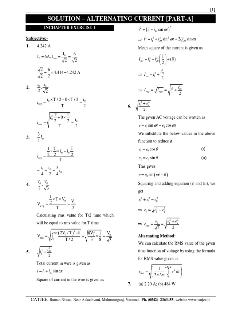 AC Current Solutions and Calculations | PDF | Electrical Impedance ...