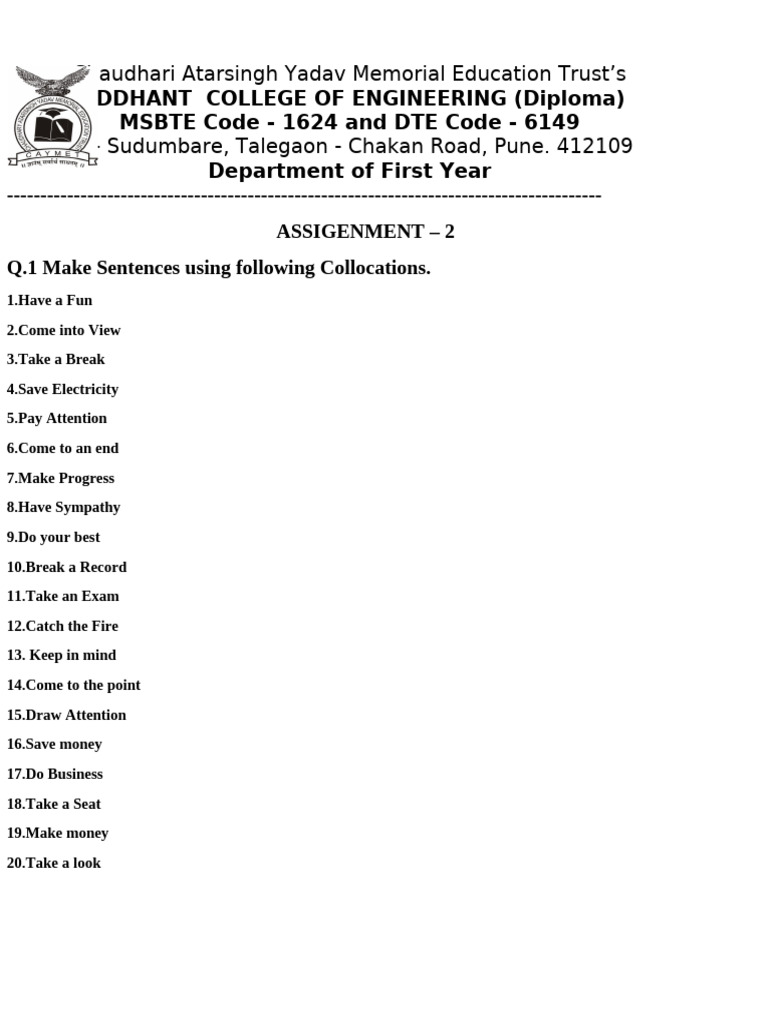 Diploma Student Assignments | PDF