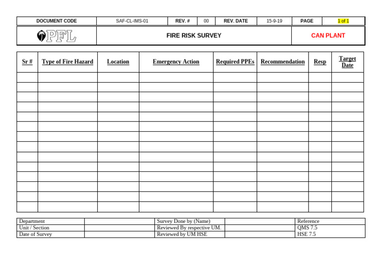 Attachement-XXIII Fire Risk Survey | PDF