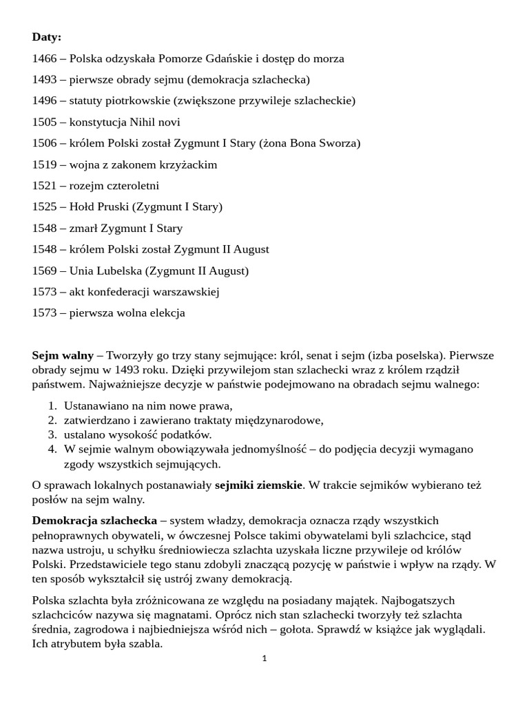 W Rzeczypospolitej Szlacheckiej | PDF