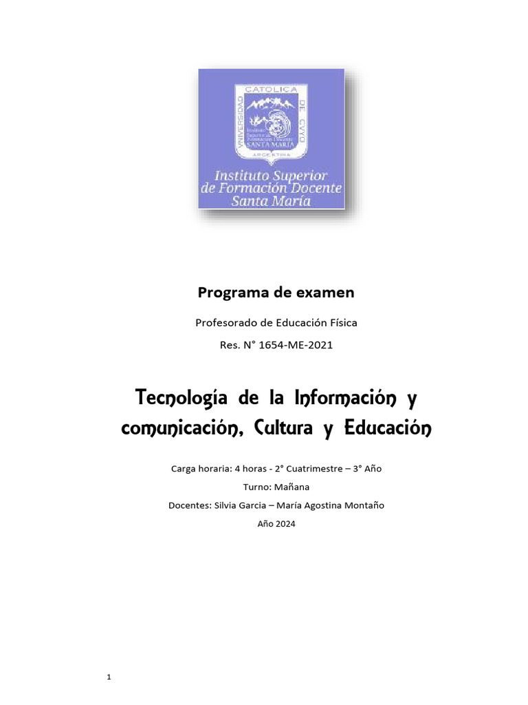 Examen TIC en Educación Física 2024 | PDF | Tecnología de información y ...