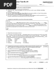 Repetytorium Maturalne Unit 1 Grammar Test B