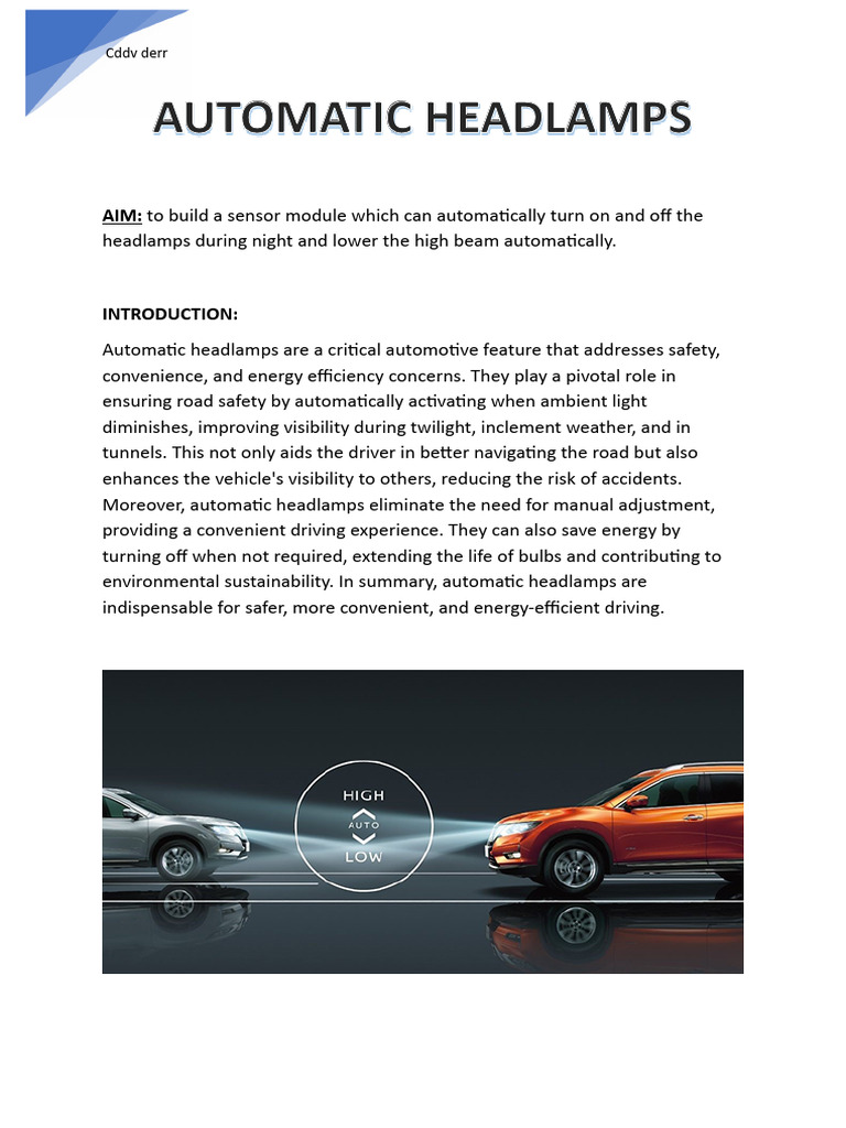 Automatic Headlamps | PDF | Light Emitting Diode | Arduino