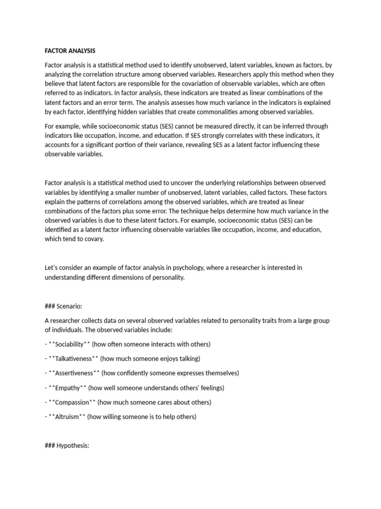 Understanding Factor Analysis in Research | PDF | Factor Analysis ...