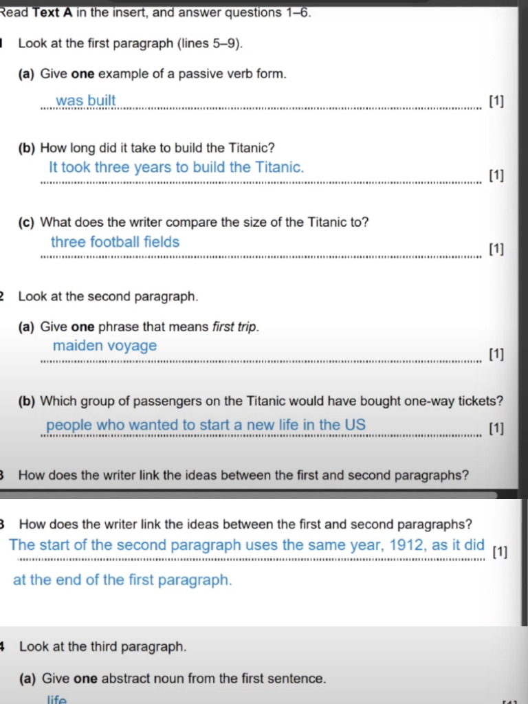 Cambridge Titanic Answer | PDF