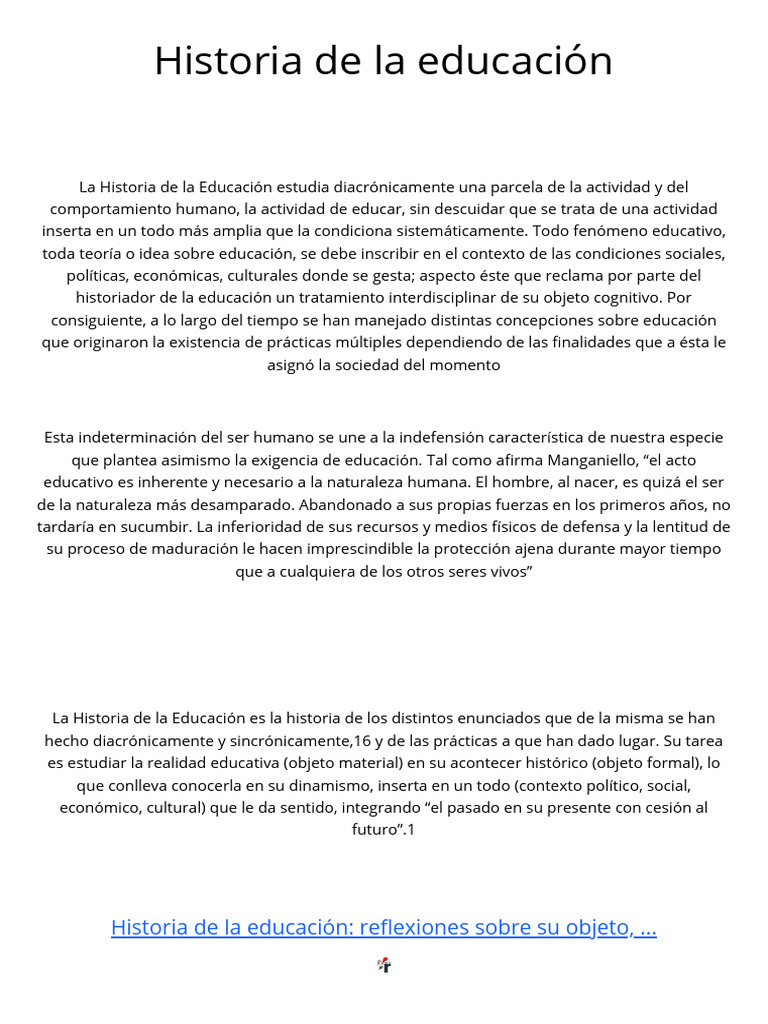 Historia de la Educación y su Contexto | PDF | Ciencias sociales
