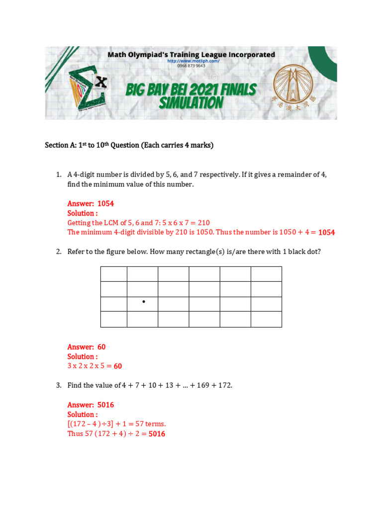 Math Problem Solutions and Explanations | PDF | Triangle | Length