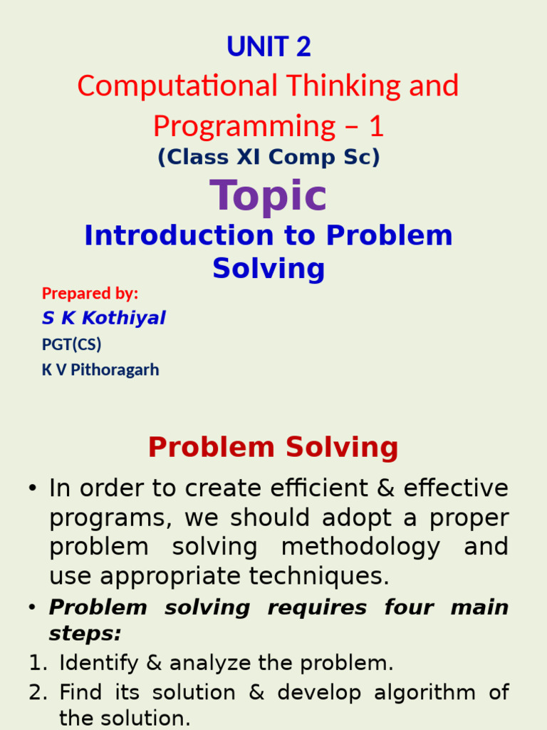 Introduction To Problem Solving | PDF | Algorithms | Computer Program
