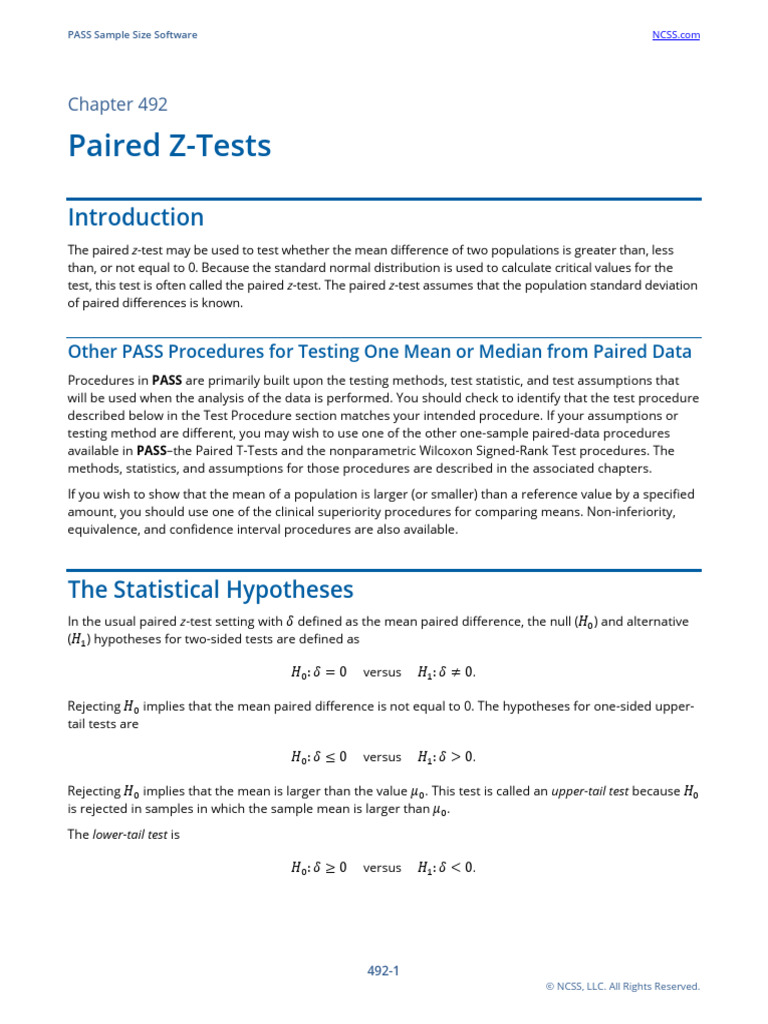Paired Z-Test Overview and Assumptions | PDF | Statistical Hypothesis ...