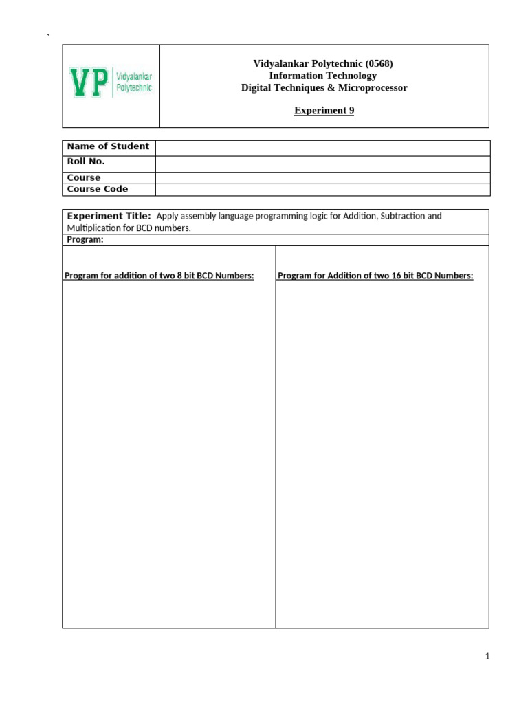 DTM - EXP 9 Sheet | PDF | Binary Coded Decimal | Computing