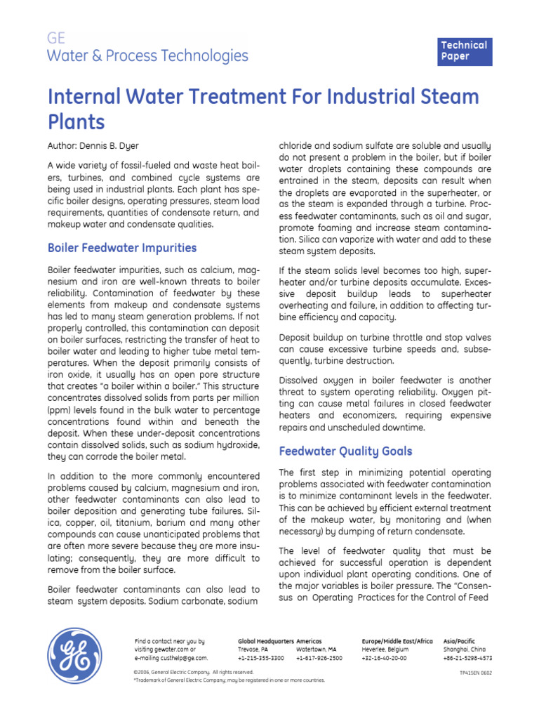 Industrial Steam Plant Water Treatment | PDF | Boiler | Water