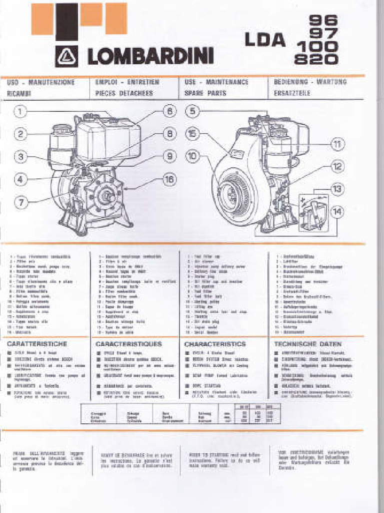 Overhaul Kit Engine Shaft Cylinder DIESEL LOMBARDINI 4LD640 LDA96 A