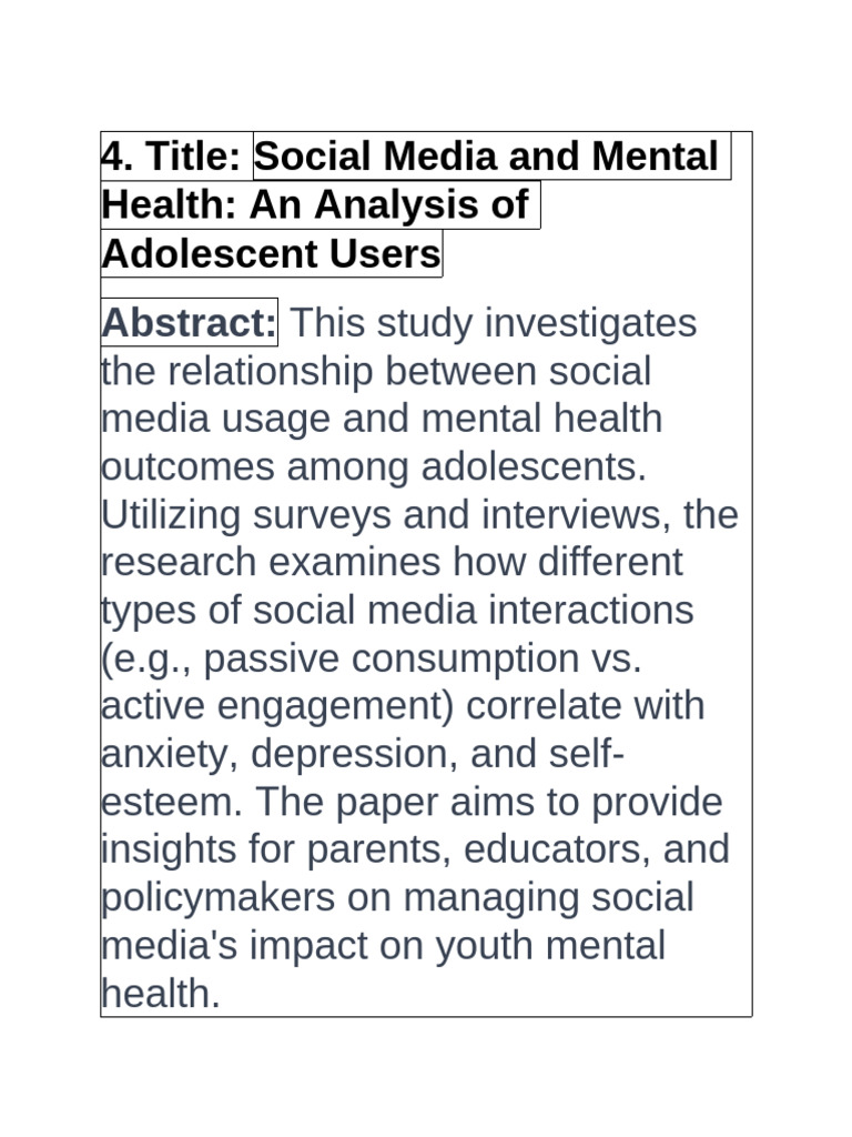 Social Media's Impact on Teen Mental Health | PDF | Wellness