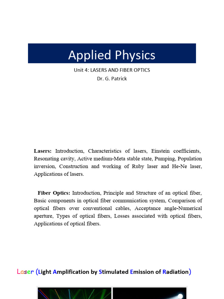 unit 04 | PDF | Laser | Optical Fiber